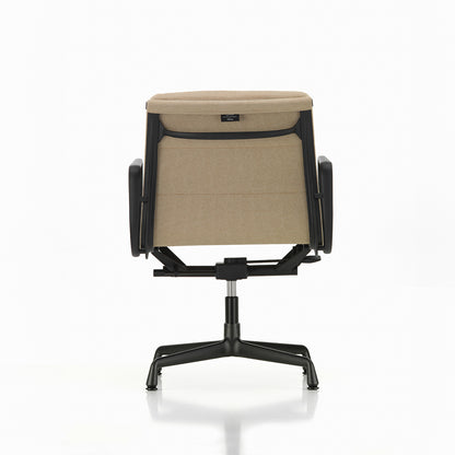Soft Pad Office Chair EA 231 by Vitra - Deep Black Powder-Coated Aluminium / Laser RE Papyrus / Cream (F40)