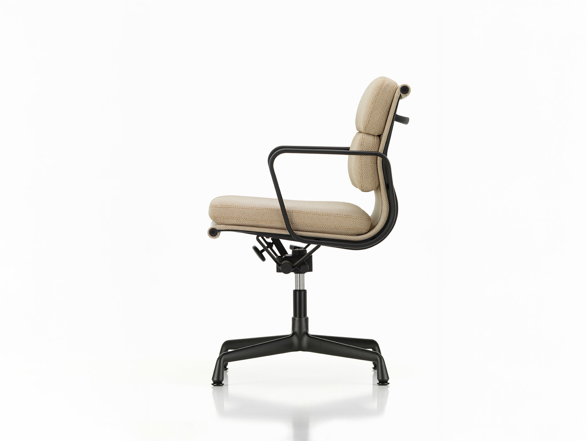 Soft Pad Office Chair EA 231 by Vitra - Deep Black Powder-Coated Aluminium / Laser RE Papyrus / Cream (F40)