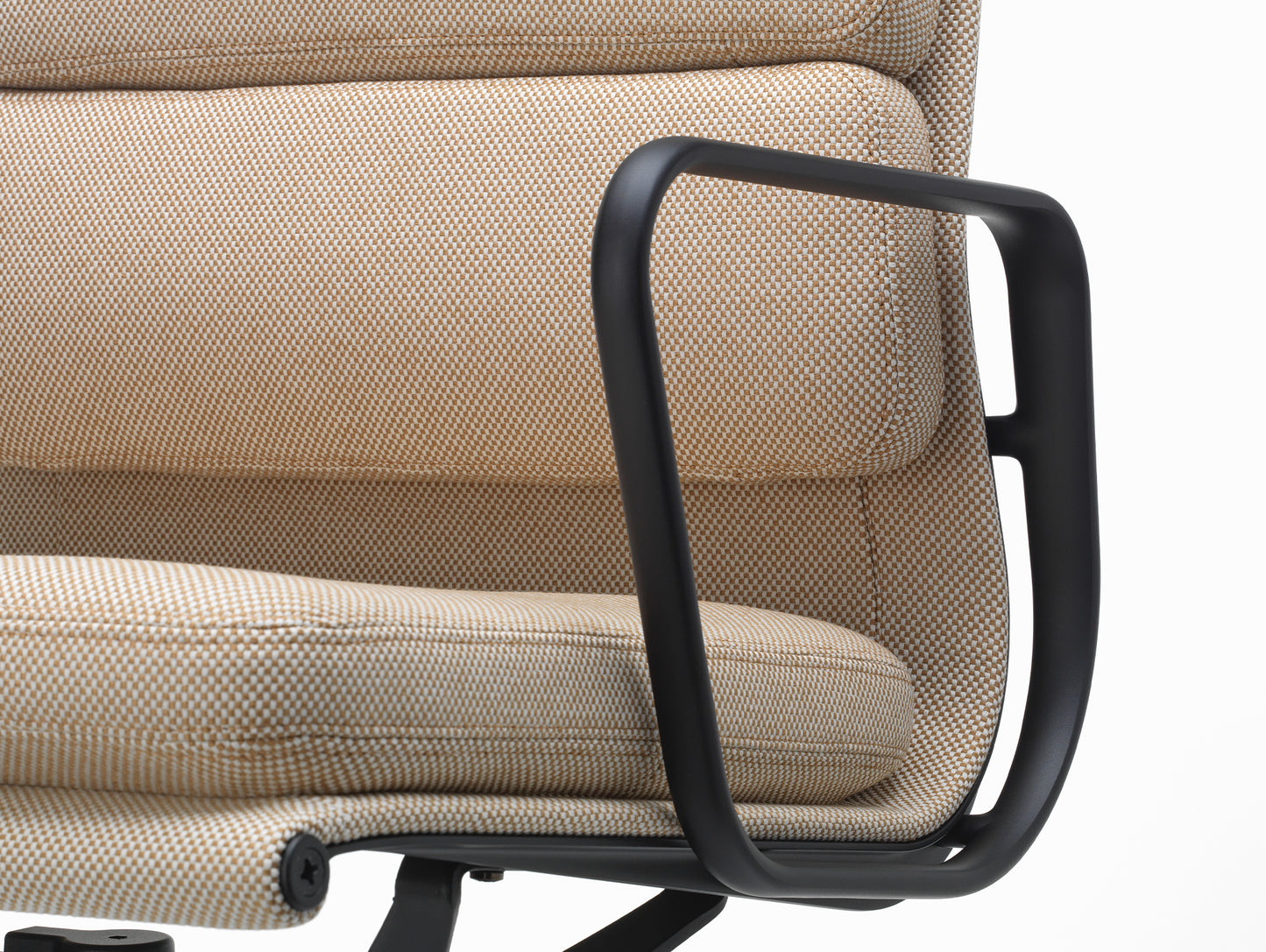 Soft Pad Office Chair EA 231 by Vitra - Deep Black Powder-Coated Aluminium / Laser RE Papyrus / Cream (F40)