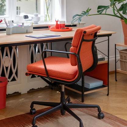 Soft Pad Work Chair EA 217 by Vitra - Deep Black Powder-Coated Aluminium / Cosy 2 Rusty Orange