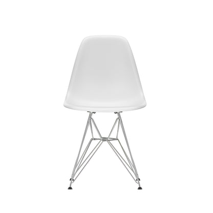 Eames DSR Plastic Side Chair (New Height) in Cotton White RE with Chrome Base by Vitra