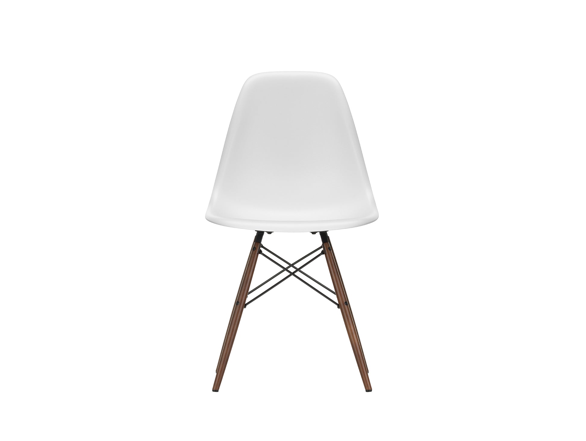 Vitra Eames DSW Plastic Side Chair - 85 Cotton White / Dark Maple