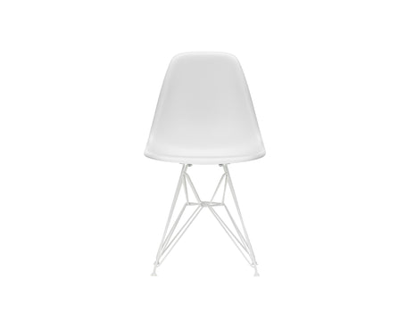 Eames DSR Plastic Side Chair (New Height) in Cotton White RE with White Base by Vitra
