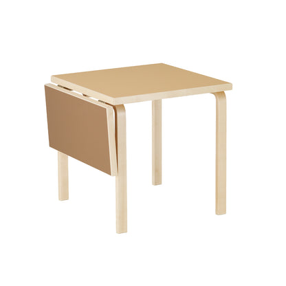 Aalto Table Foldable by Artek - Top: Clay Linoleum / Drop Leaf: Walnut Linoleum