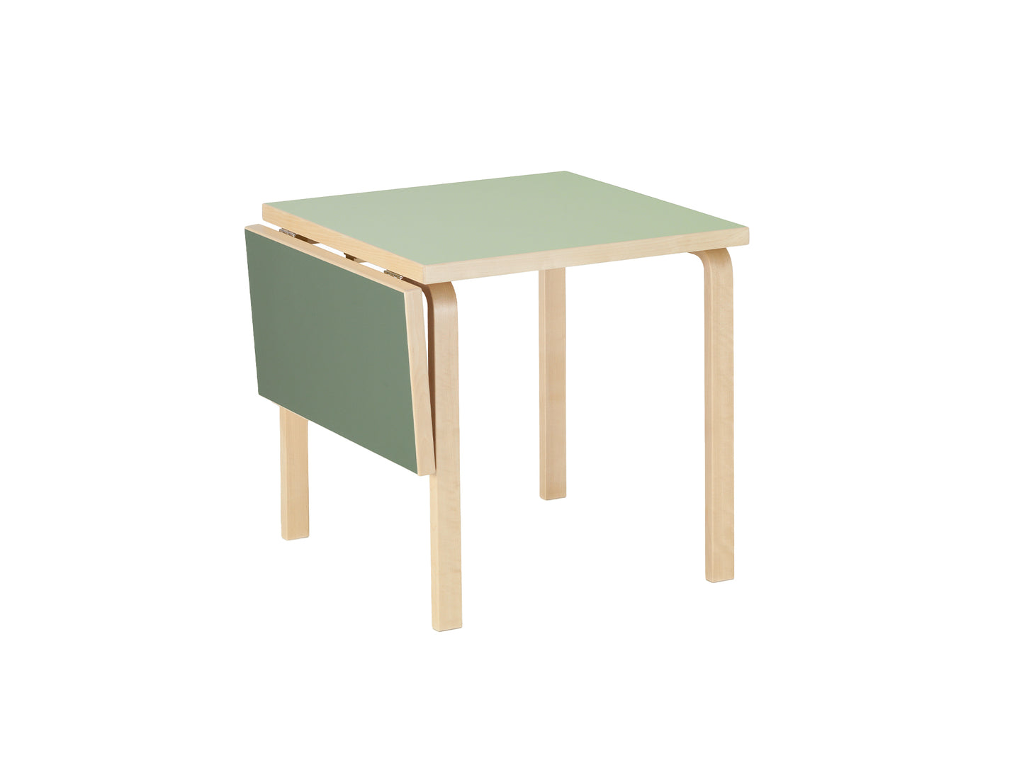 Aalto Table Foldable by Artek - Top: Pistachio Linoleum / Drop Leaf: Olive Linoleum