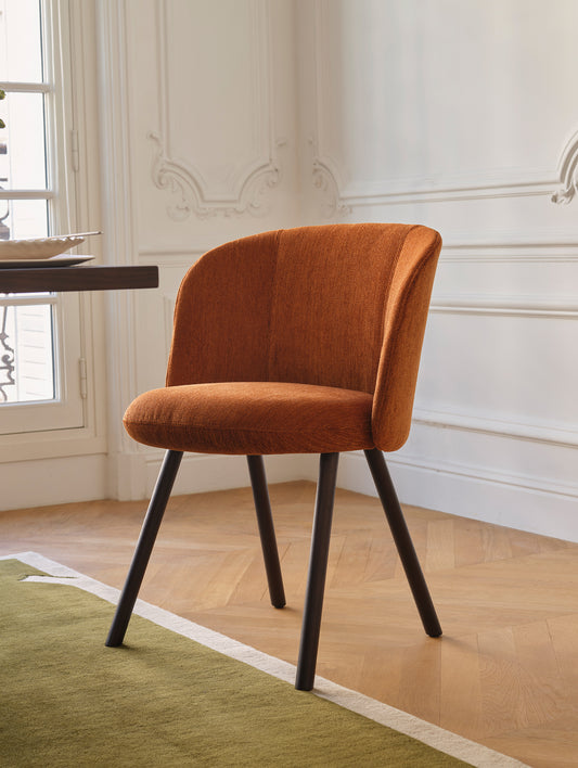 Mikado Side Chair by Vitra - Dark stained solid oak / Iroko 2 15 Cognac (F80)