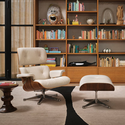 Eames Lounge Chair by Vitra - White Pigmented Walnut / Premium Leather F73 Clay