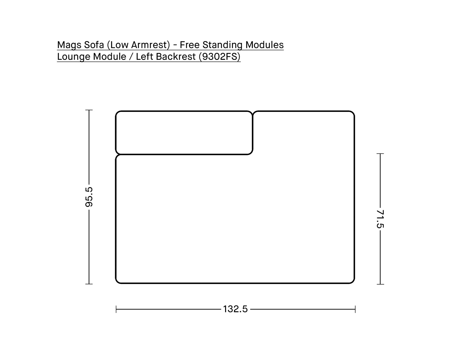 Mags Sofa (Low Armrest) - Free Standing Modules by HAY / Lounge Module / Left Backrest (9302FS)