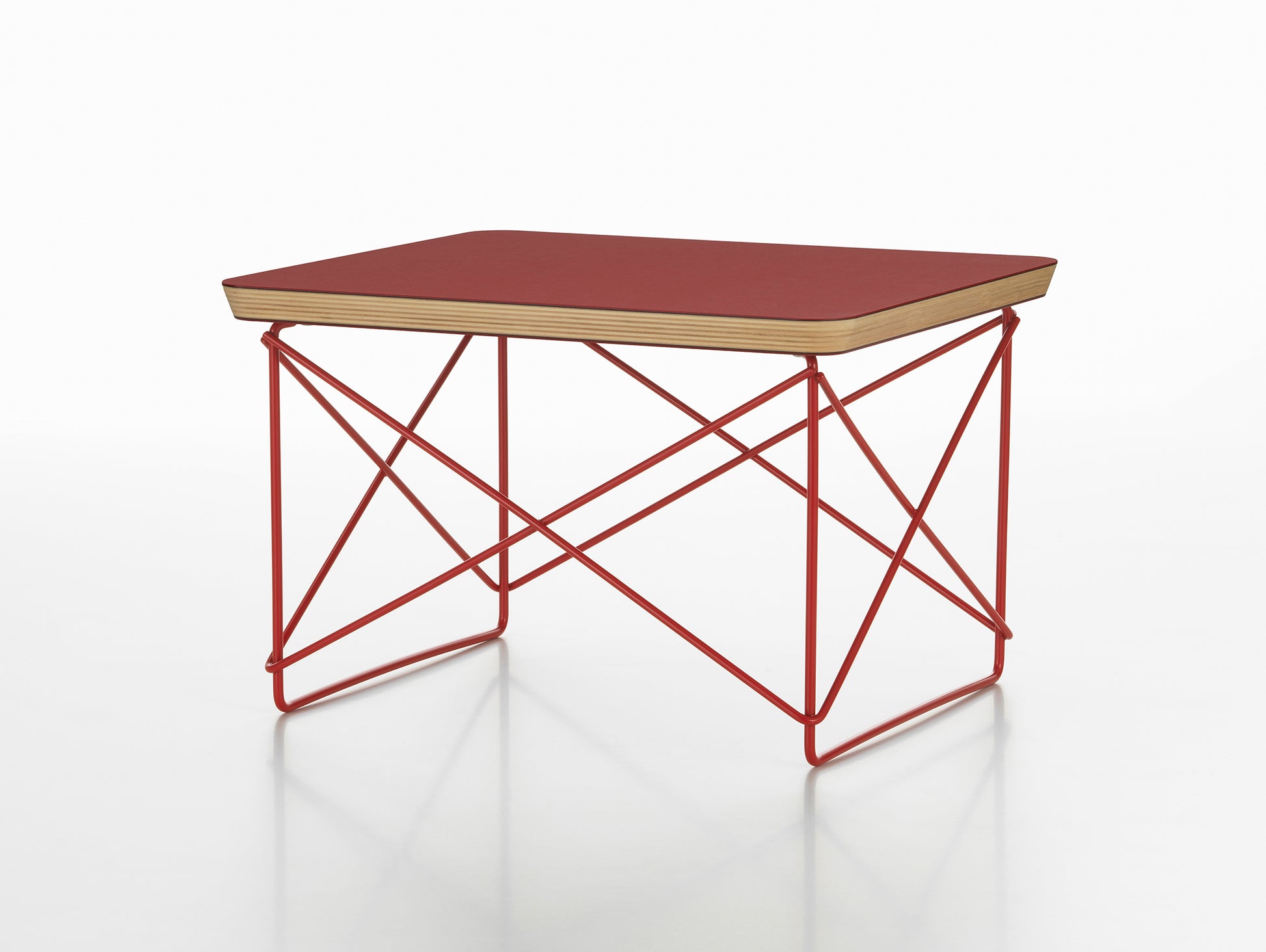 Eames Occasional Table LTR by Vitra - Dark Brick Linoleum / Eames Classic Red Steel
