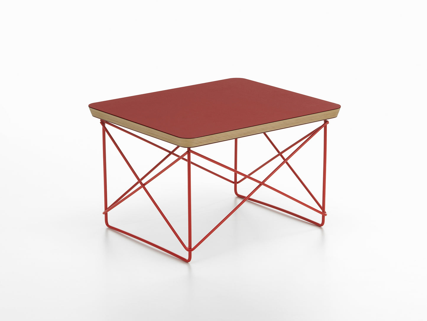 Eames Occasional Table LTR by Vitra - Dark Brick Linoleum / Eames Classic Red Steel