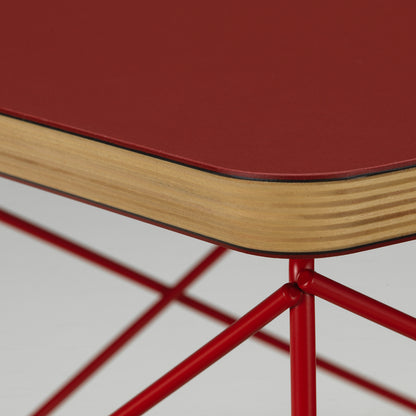 Eames Occasional Table LTR by Vitra - Dark Brick Linoleum / Eames Classic Red Steel