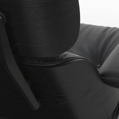 Eames Lounge Chair by Vitra - Black Lacquered Chestnut / Nero Premium Leather