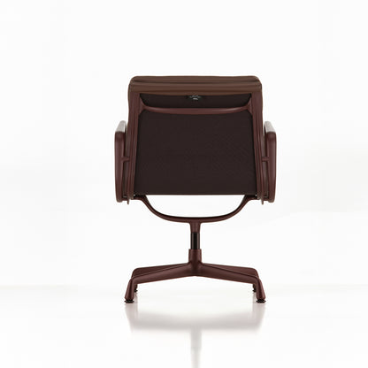 Soft Pad Conference Chair EA 208 by Vitra - Dark Bordeaux Powder-Coated Aluminium / Seat: Marron Premium F Leather / Back: Plano Brown (L50)