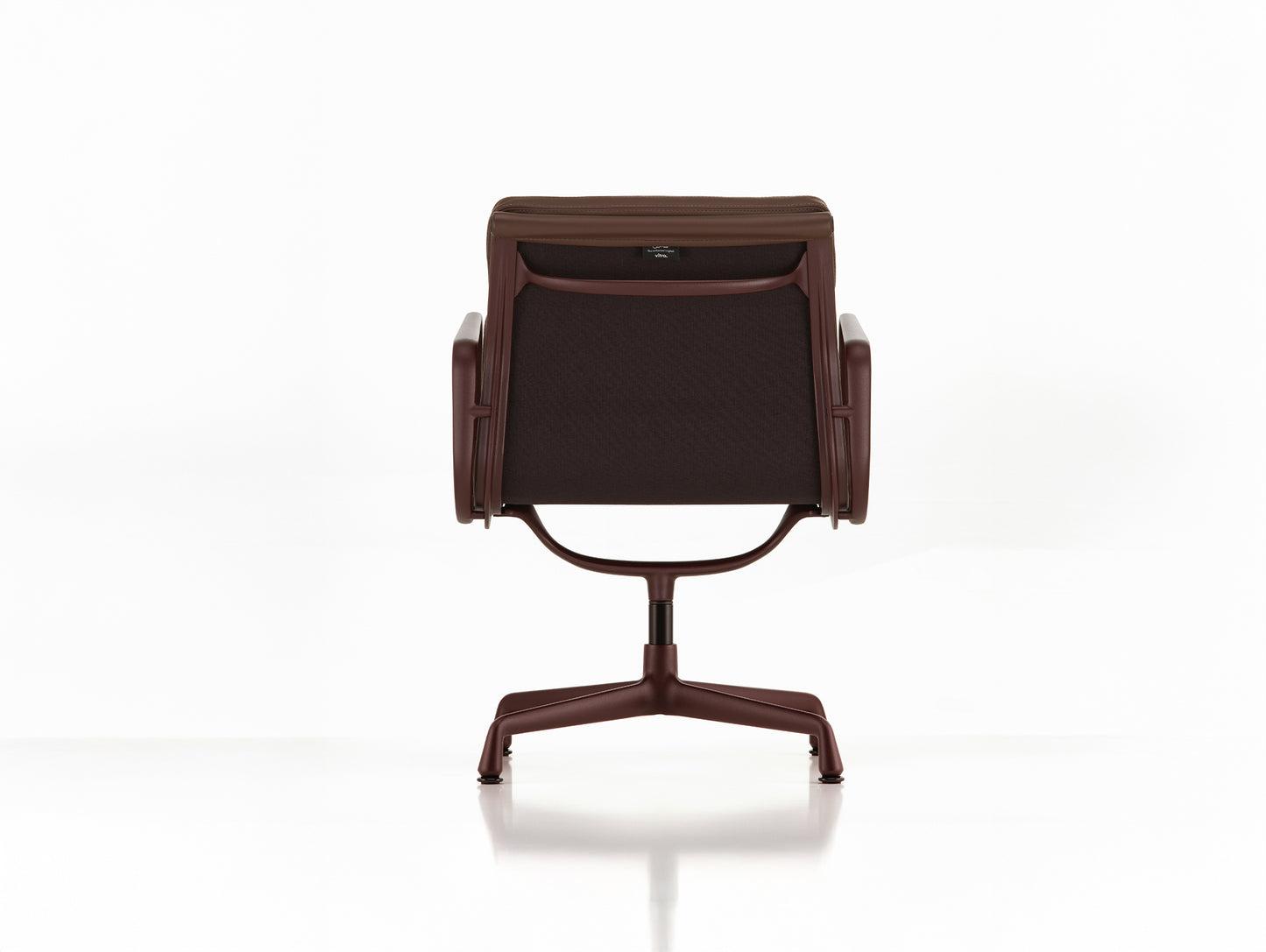 Soft Pad Conference Chair EA 208 by Vitra - Dark Bordeaux Powder-Coated Aluminium / Seat: Marron Premium F Leather / Back: Plano Brown (L50)