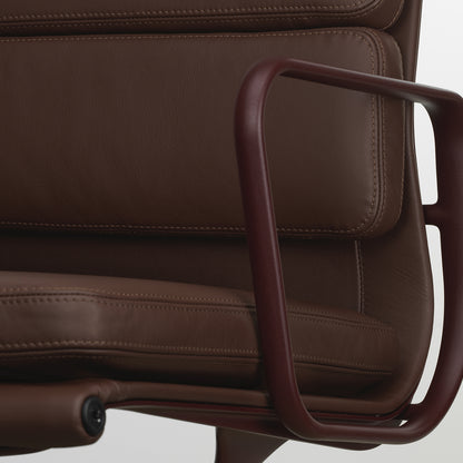 Soft Pad Conference Chair EA 208 by Vitra - Dark Bordeaux Powder-Coated Aluminium / Seat: Marron Premium F Leather / Back: Plano Brown (L50)