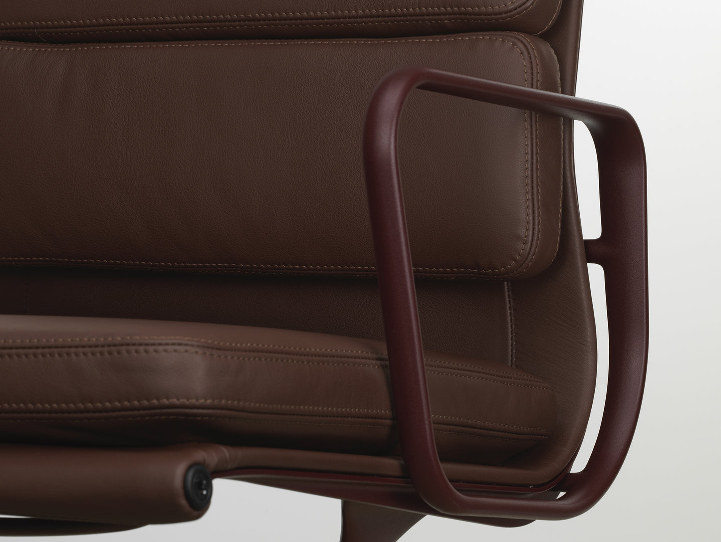 Soft Pad Conference Chair EA 208 by Vitra - Dark Bordeaux Powder-Coated Aluminium / Seat: Marron Premium F Leather / Back: Plano Brown (L50)