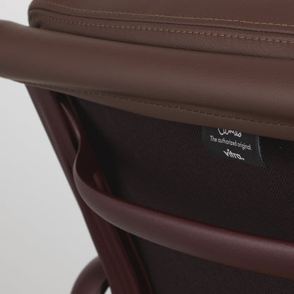 Soft Pad Conference Chair EA 208 by Vitra - Dark Bordeaux Powder-Coated Aluminium / Seat: Marron Premium F Leather / Back: Plano Brown (L50)