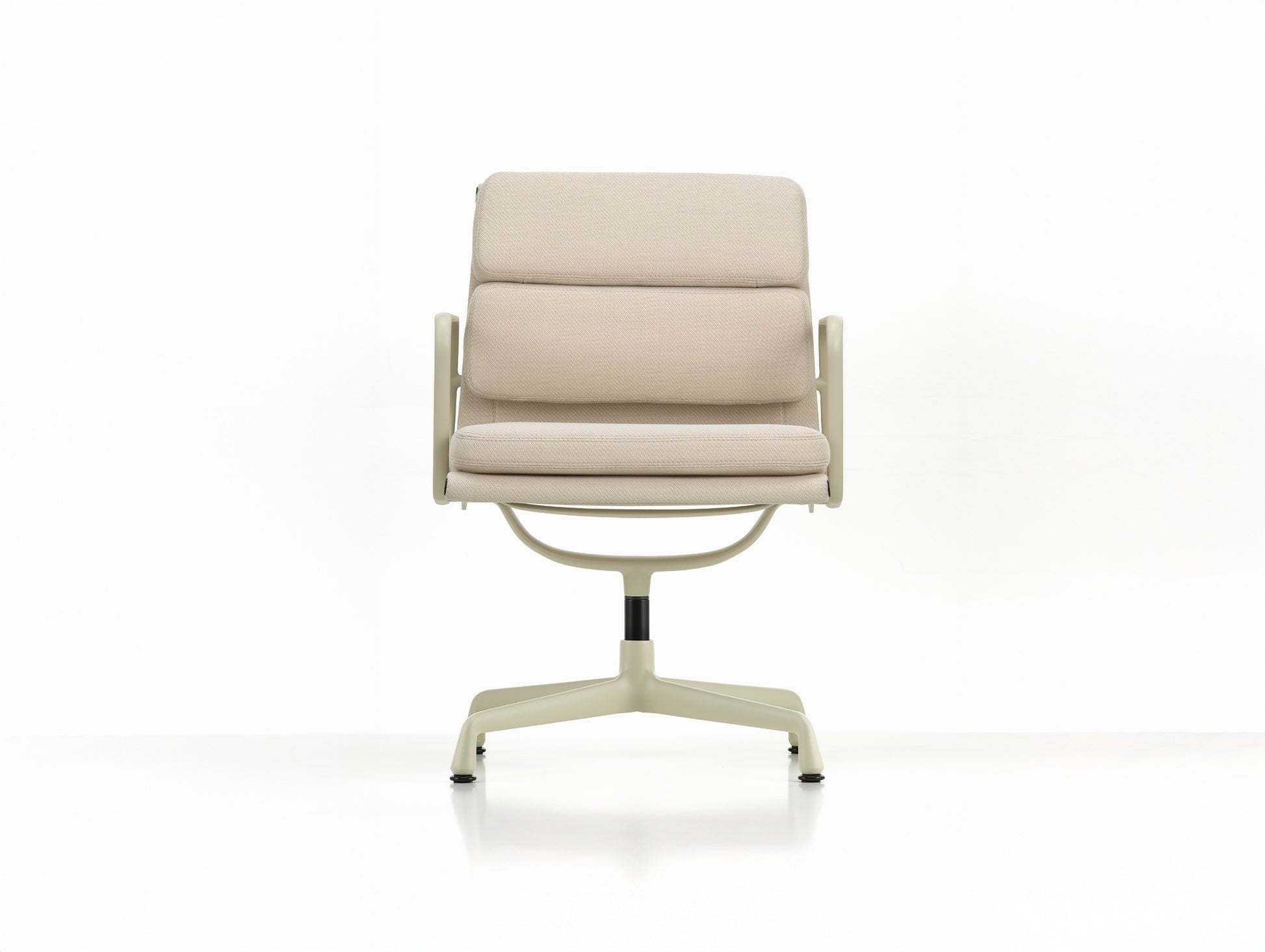 Soft Pad Conference Chair EA 208 by Vitra - Chalk Powder-Coated Aluminium / Track Light Grey Cream (F120)