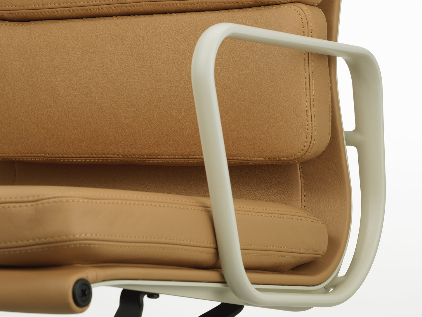 Soft Pad Office Chair EA 231 by Vitra - Chalk Powder-Coated Aluminium / Seat: Ochre Premium F Leather / Back: Plano Coffee (L50)