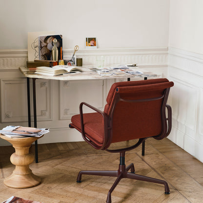 Soft Pad Conference Chair EA 208 by Vitra - Dark Bordeaux Powder-Coated Aluminium / Cosy 2 Chestnut (F80)