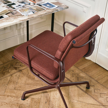 Soft Pad Conference Chair EA 208 by Vitra - Dark Bordeaux Powder-Coated Aluminium / Cosy 2 Chestnut (F80)