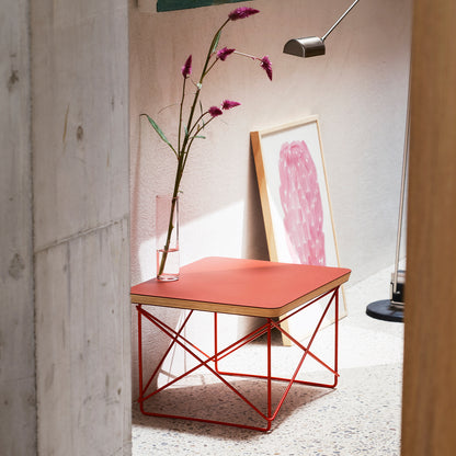 Eames Occasional Table LTR by Vitra - Dark Brick Linoleum / Eames Classic Red Steel
