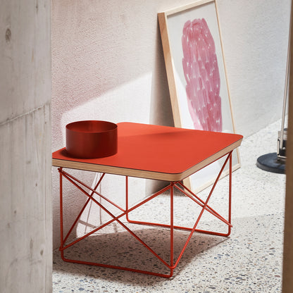 Eames Occasional Table LTR by Vitra - Dark Brick Linoleum / Eames Classic Red Steel