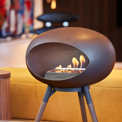 Ground High Fireplace by Le Feu - Mocca Dome / Black Bowl / Smoked Oak Base