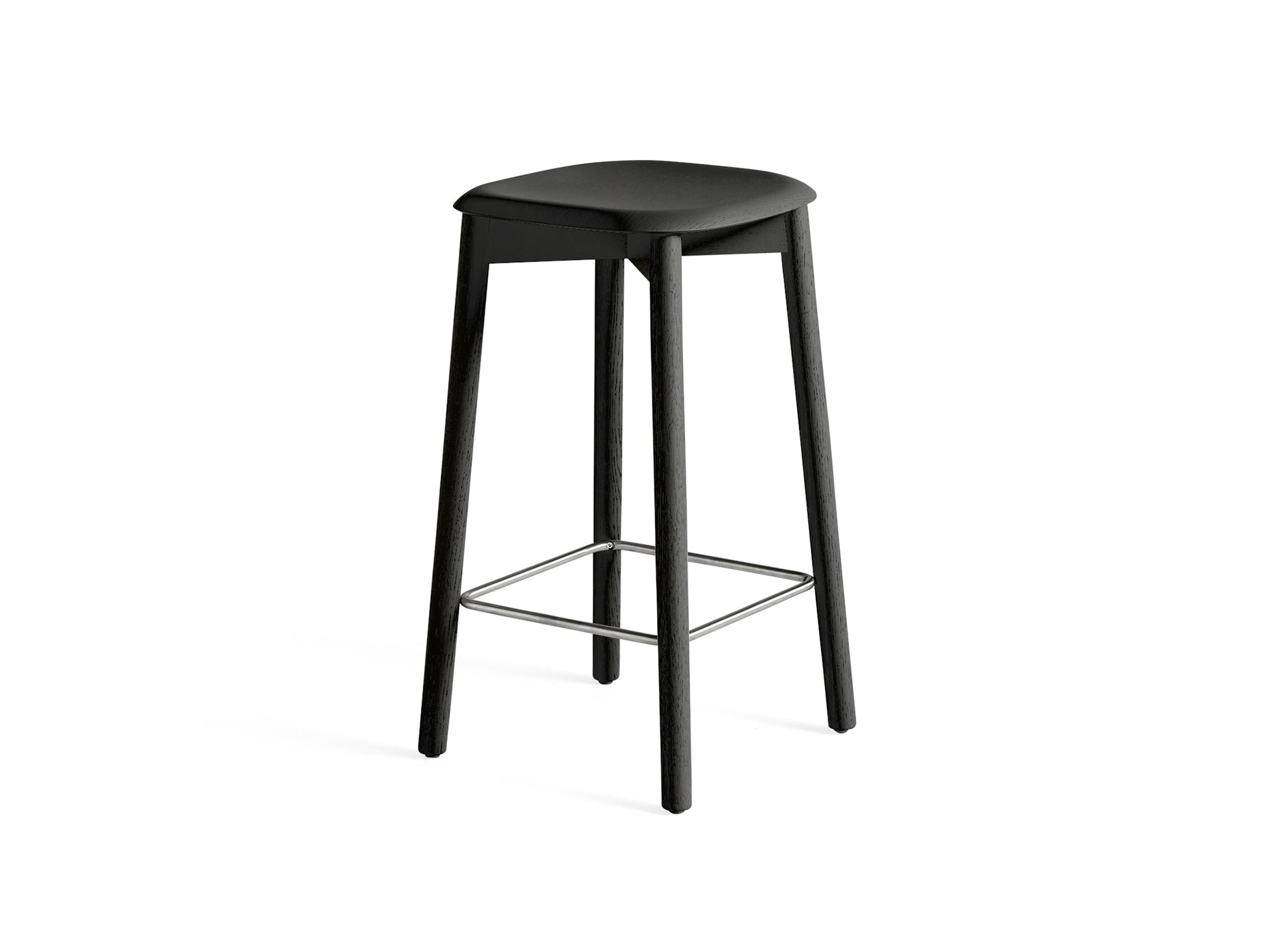 Soft Edge 82 Stool by HAY - H65 / Soft Black Lacquered Oak Base / Soft Black Oak Seat