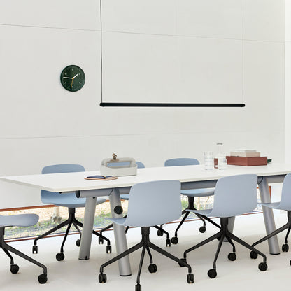 Boa Table by HAY - Metallic Grey Frame / White Laminate Tabletop