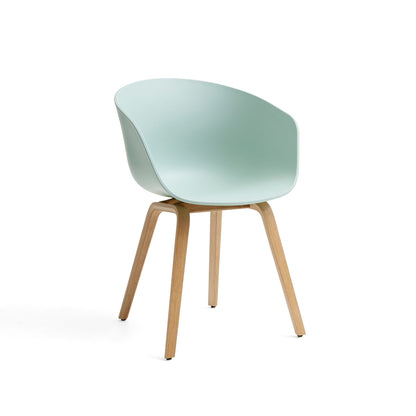 About A Chair AAC 22 - New Colours by HAY - Dusty Mint Shell / Lacquered Oak Base