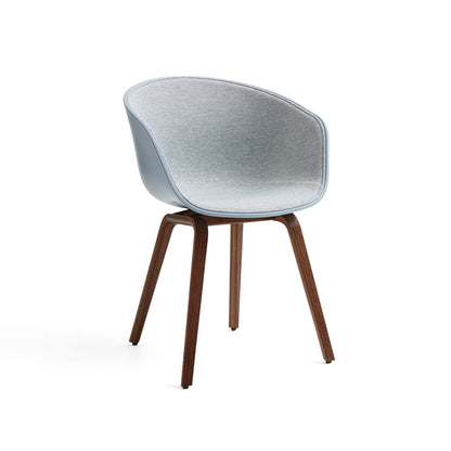 About A Chair AAC 22 - Front Upholstery by HAY - Slate Blue 2.0 + Mode 002 Shell  / Lacquered Walnut Base