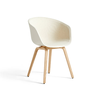About A Chair AAC 22 - Front Upholstery by HAY - Melange Cream 2.0 + Olavi 01 Shell / Lacquered Oak Base