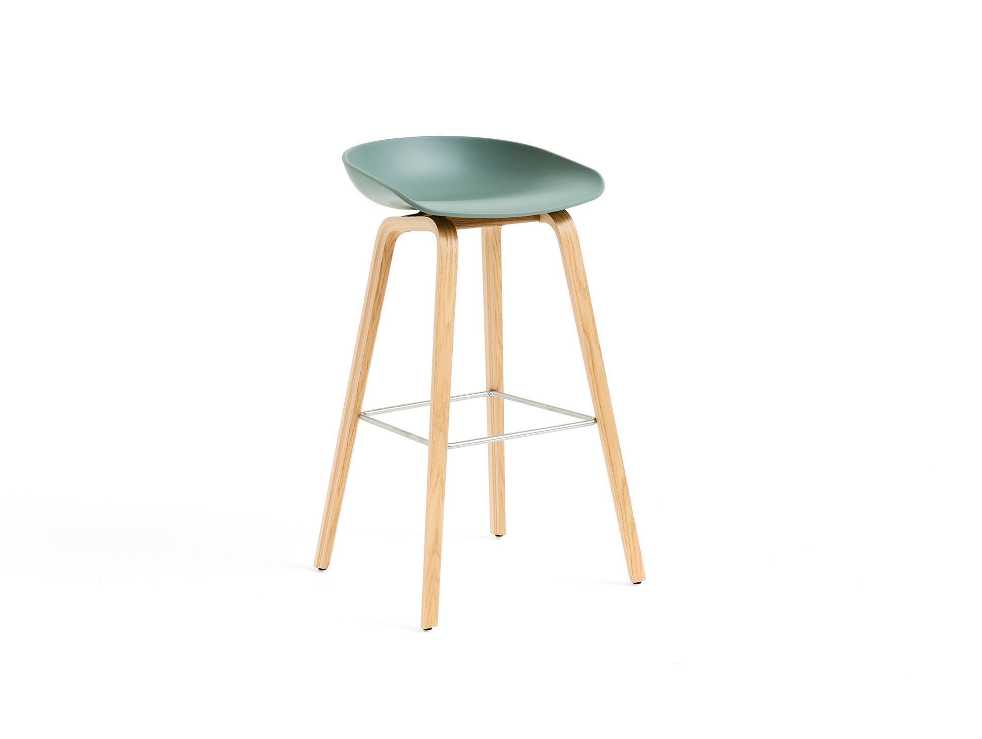 About A Stool AAS 32 by HAY - H 75cm / Fall Green Shell / Lacquered Oak Base