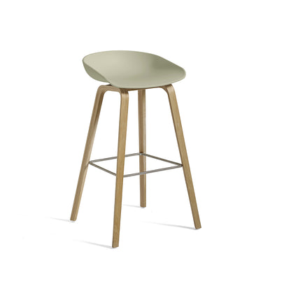 About A Stool AAS 32 by HAY - H 75cm / Pastel Green Shell / Soaped Oak Base