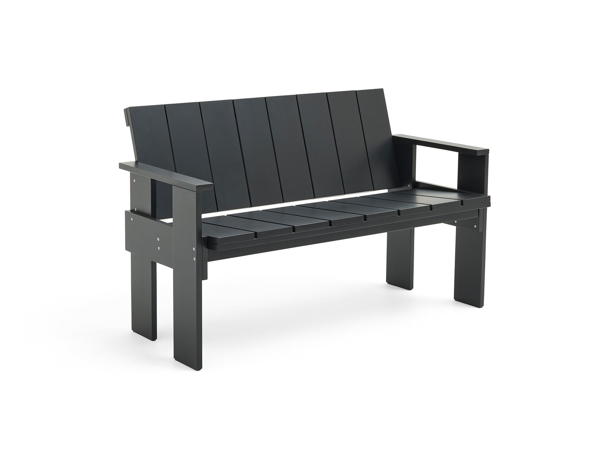 Crate Dining Bench - Black Lacquered Pinewood