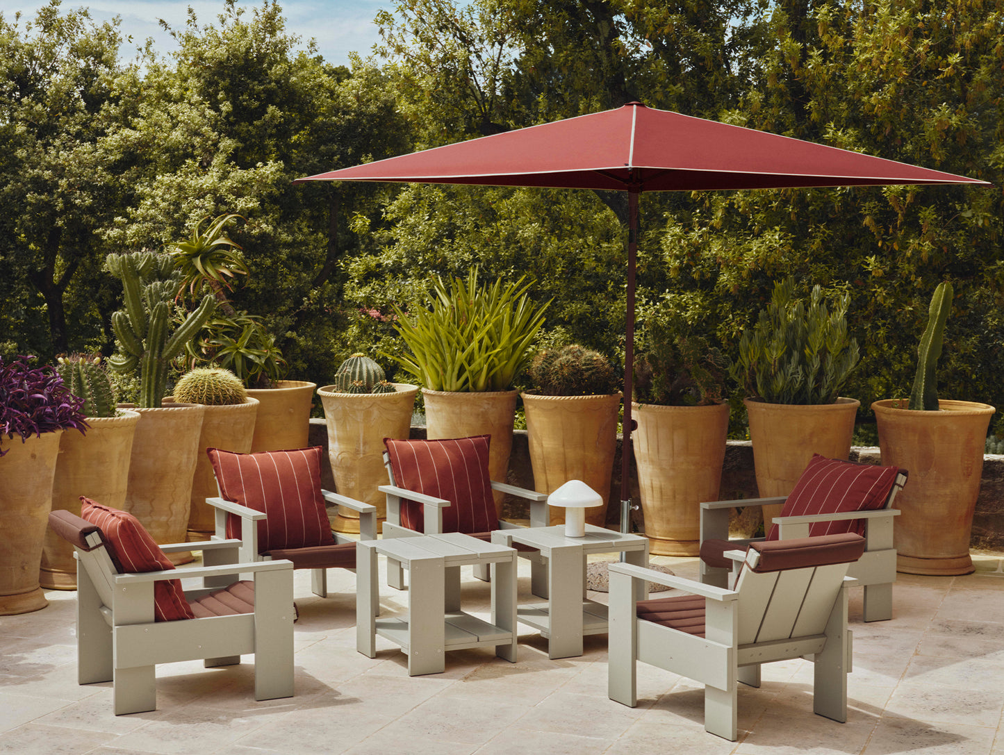 Terrazza Parasol by HAY - Square / Off-White and Burgundy