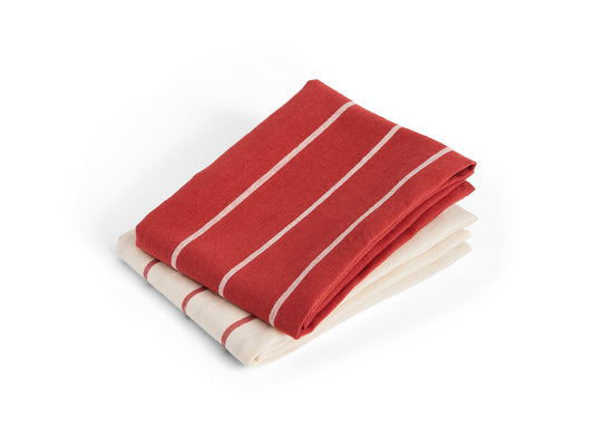 Outdoor Market Tea Towel by HAY - Beige with Red Stripe