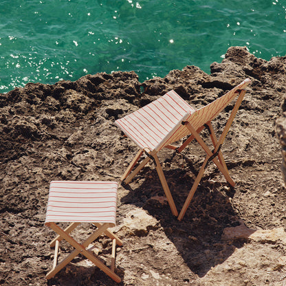 Outdoor Market Folding Chair by HAY - Beige with Red Stripe