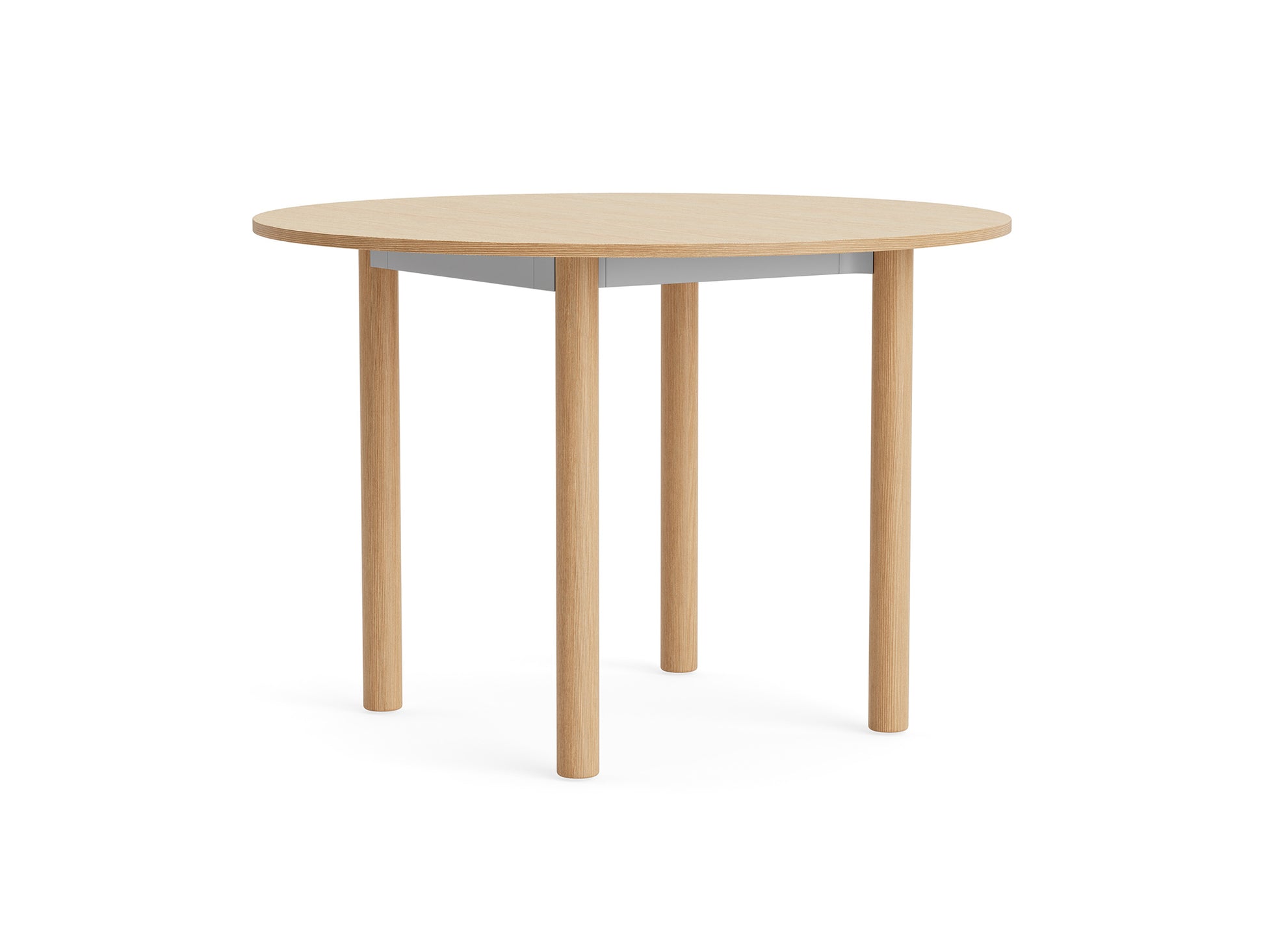 Annex Table Round by HAY - Diameter: 110 cm / Oak Veneer Tabletop / Solid Oak Legs / Anodised Aluminium Apron