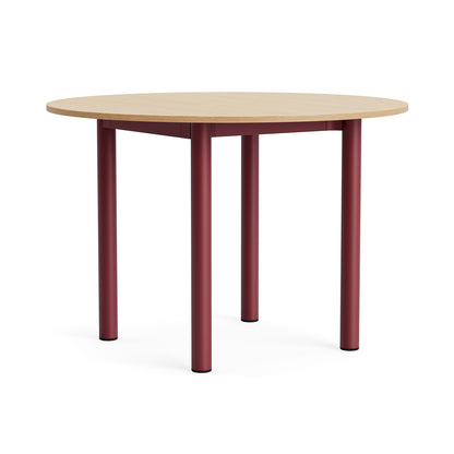 Annex Table Round by HAY - Diameter: 110 cm / Oak Veneer Tabletop / Barn Red Aluminium Legs
