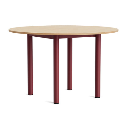Annex Table Round by HAY - Diameter: 120 cm / Oak Veneer Tabletop / Barn Red Aluminium Legs