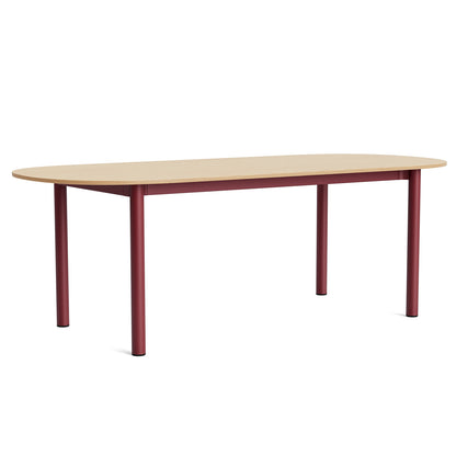 Annex Table Oblong by HAY - L220 cm / Oak Veneer Tabletop / Barn Red Aluminium Legs