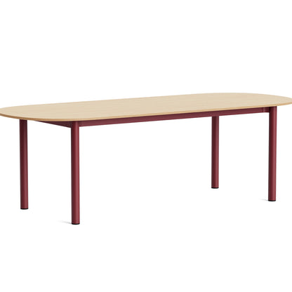 Annex Table Oblong by HAY - L240 cm / Oak Veneer Tabletop / Barn Red Aluminium Legs
