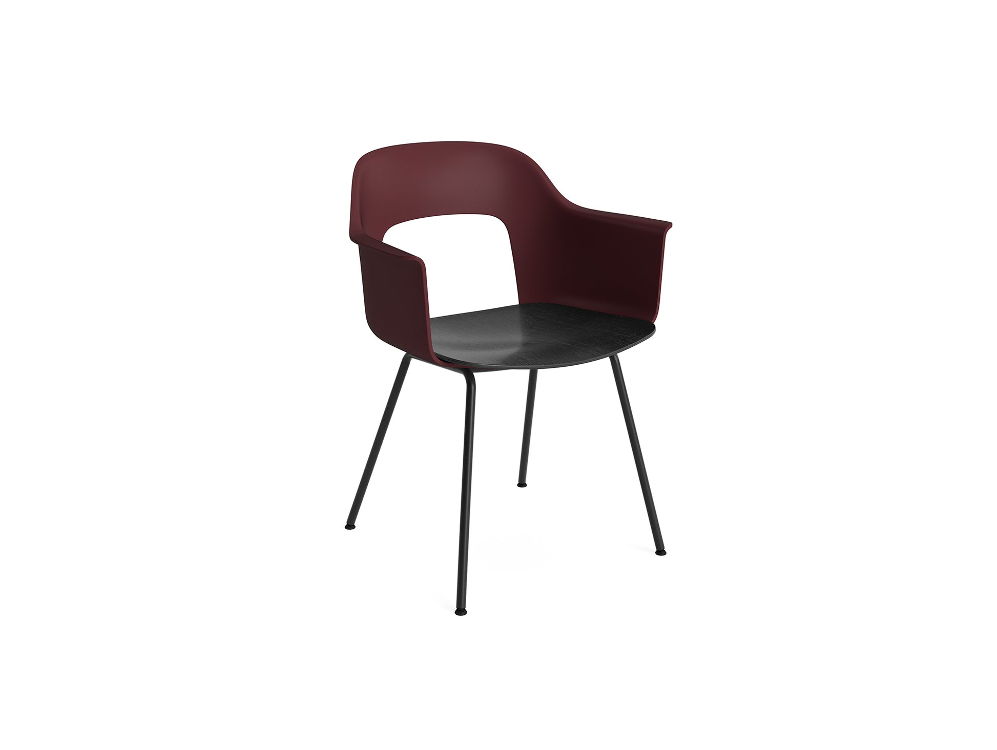 Layout Armchair 211 Metal Base by HAY - Black Steel Base / Bordeaux / Black Oak