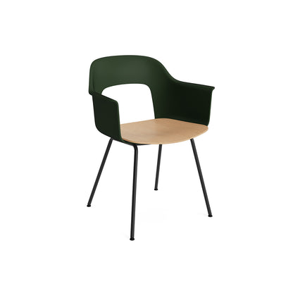 Layout Armchair 211 Metal Base by HAY - Black Steel Base / Bottle Green / Oak