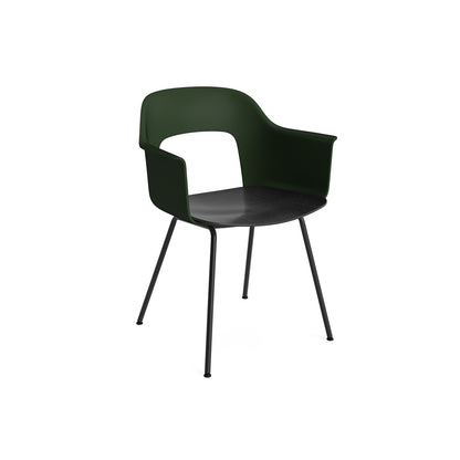 Layout Armchair 211 Metal Base by HAY - Black Steel Base / Bottle Green / Black Oak
