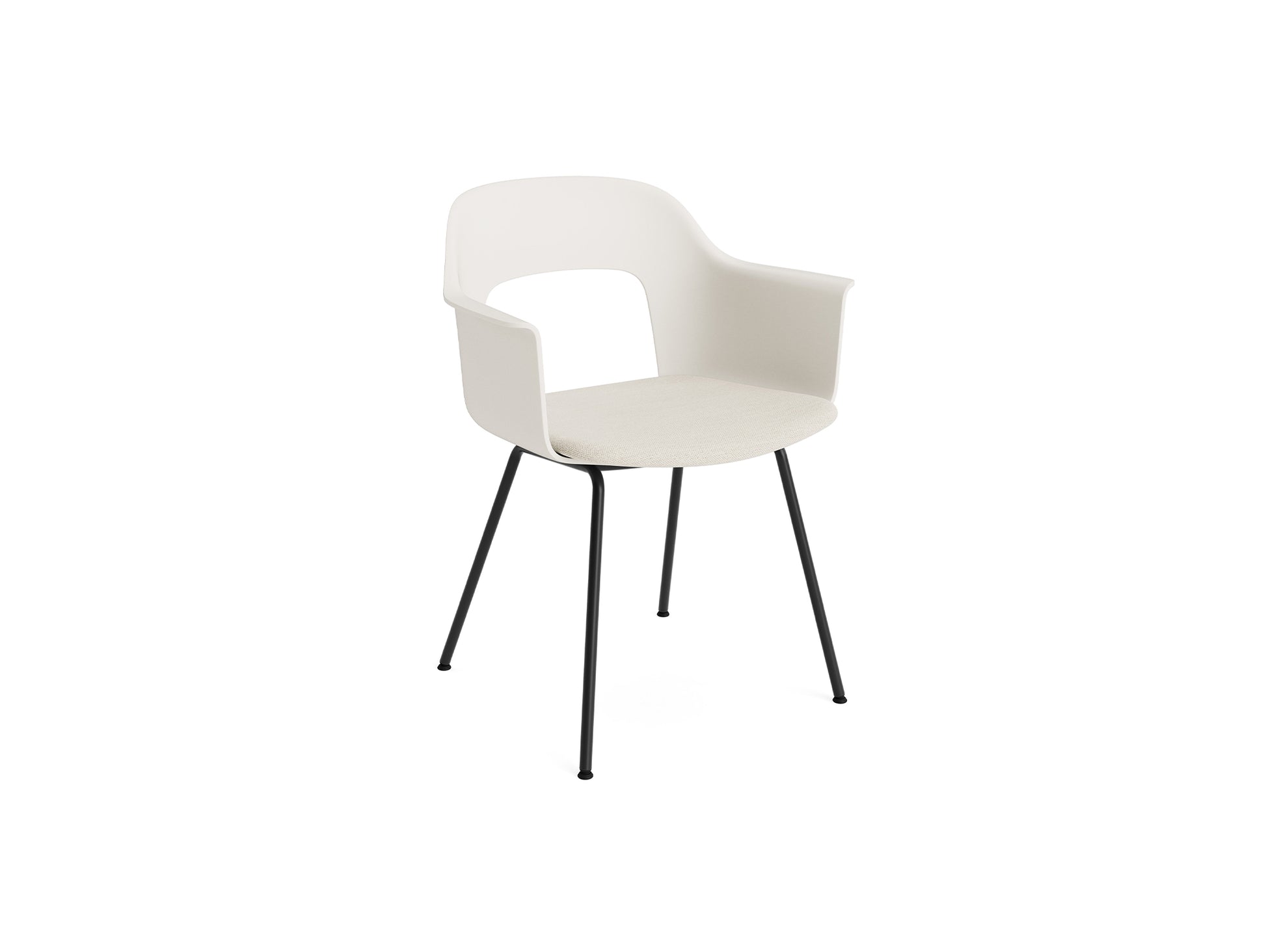 Layout Armchair Upholstered 213 Metal Base by HAY - Black Steel Base / Cream White  / Mode 011