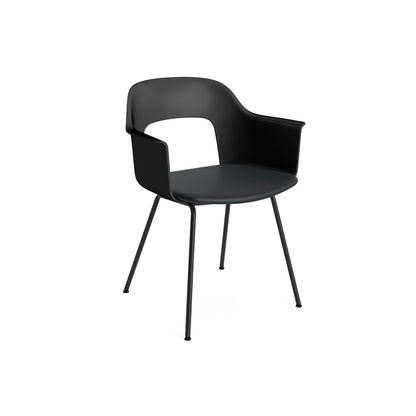 Layout Armchair Upholstered 213 Metal Base by HAY - Black Steel Base / Black / Black Grano Leather