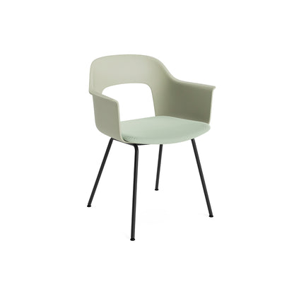 Layout Armchair Upholstered 213 Metal Base by HAY - Black Steel Base / Pastel Green  / Relate 921